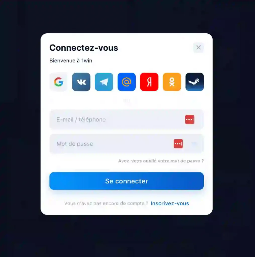 Connexion sur 1win
